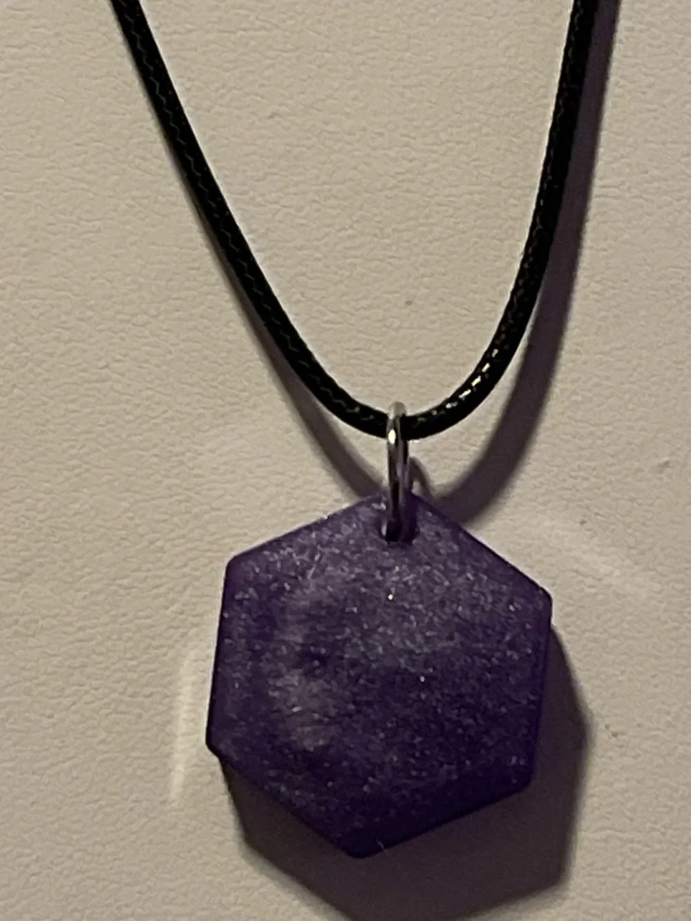 Purple Hexagon Pendant Necklace - Glitter Resin